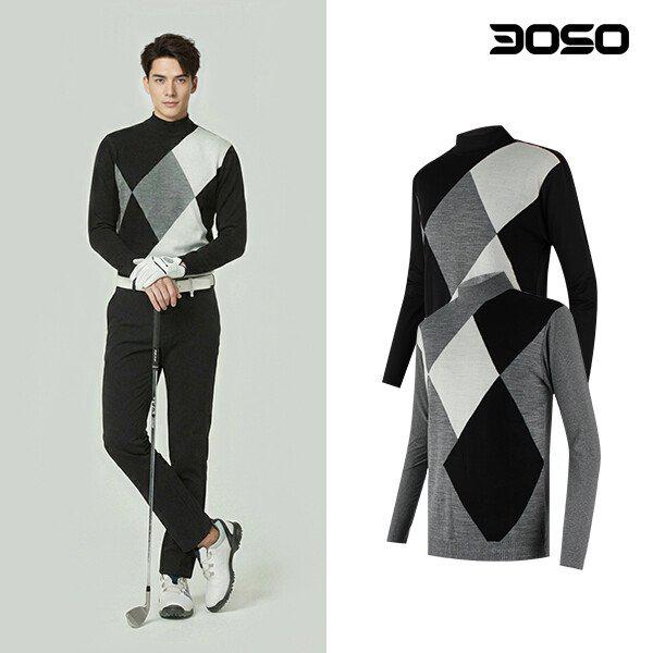 ゴルフウェア 男性 冬 起毛裏地 ニットウェア ゴルフTシャツ/KWDB