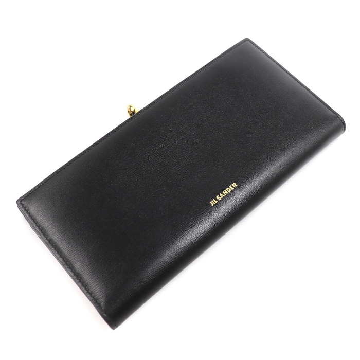 JIL SANDER ジルサンダー GOJI PURSE MD 長財布 ブラック J07UI0014-P4840-001 小銭入れ付き がま口 レディース 中古 美品