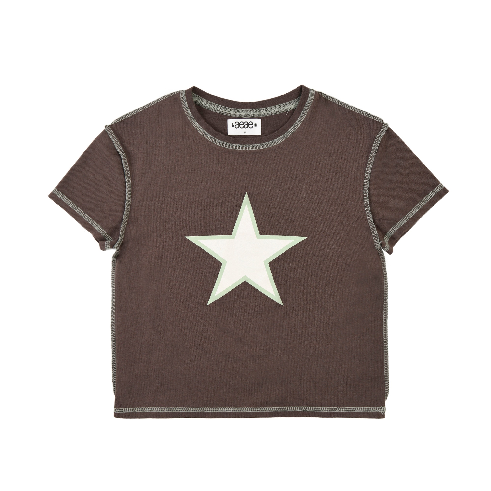 【aeae】 STAR HALF CROP TOP : BROWN