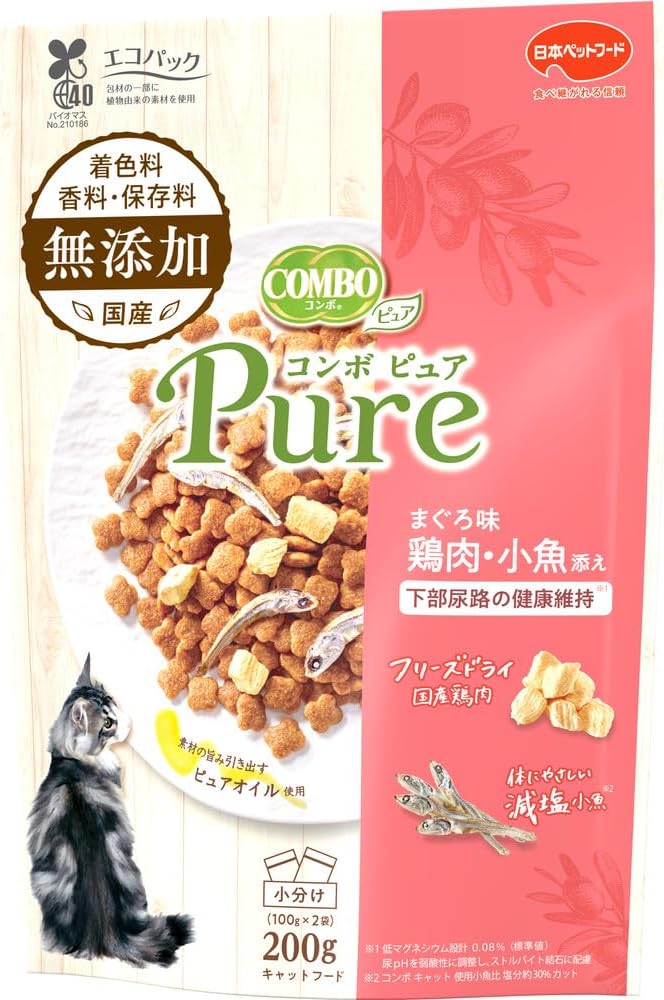 【12個セット】日本ペットフード コンボピュアキャットまぐろ味・鶏肉・小魚添え200g