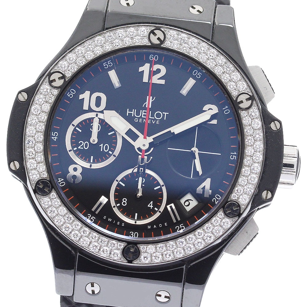 ウブロ HUBLOT 342.CV.130.RX.114 ビッグバン ブラックマジック ダイヤベゼル クロノグラフ 自動巻き メンズ 保証書付き_860174【中古】