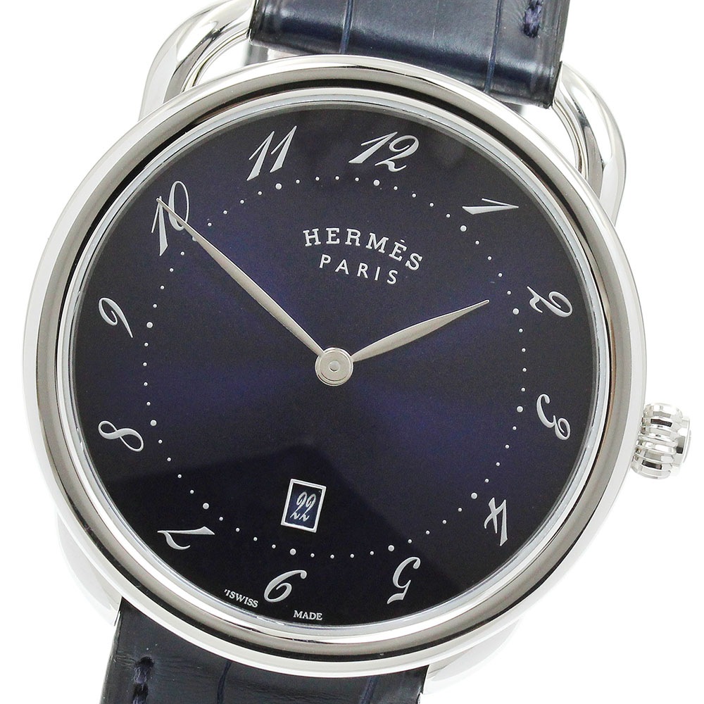 エルメス HERMES AR7Q.810 アルソー GM デイト クォーツ メンズ 美品 内箱・保証書付き_913234【中古】
