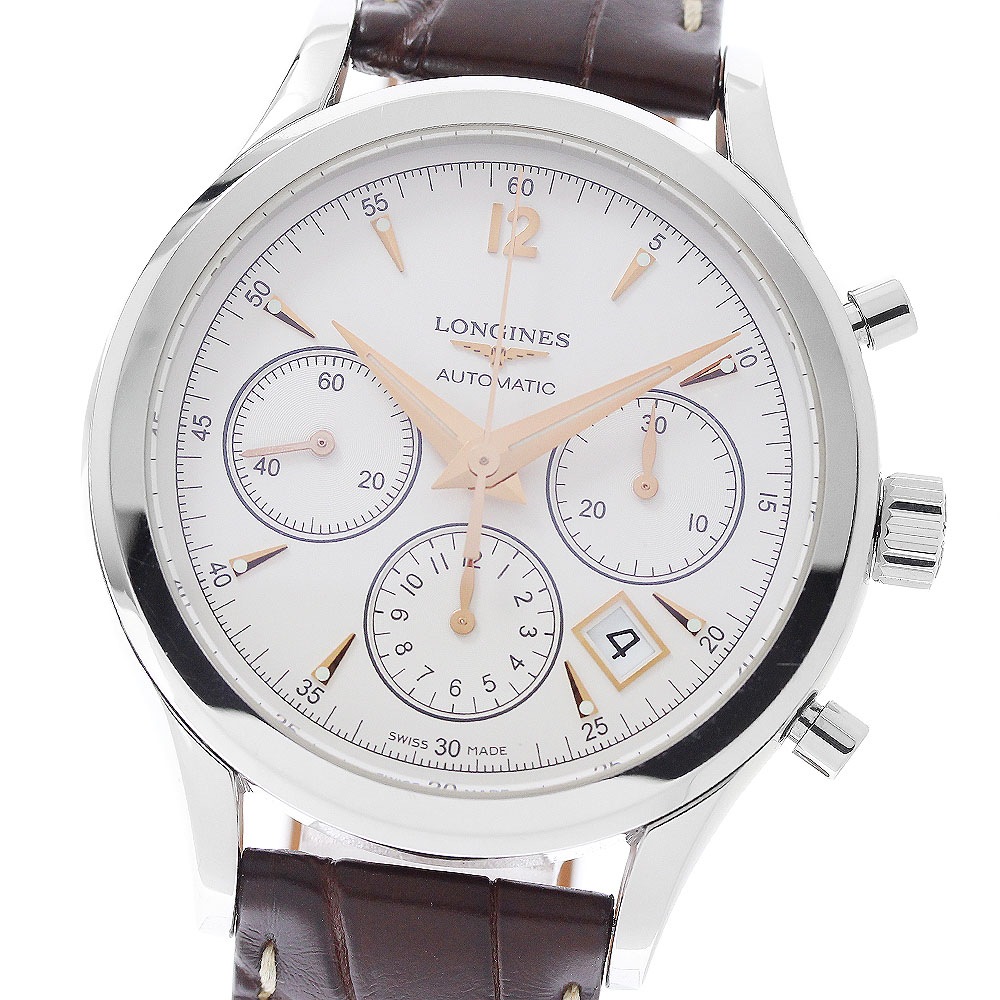 ロンジン LONGINES L2.750.4 ヘリテージ コレクション コラムホイール クロノグラフ 自動巻き メンズ 保証書付き_961479【中古】