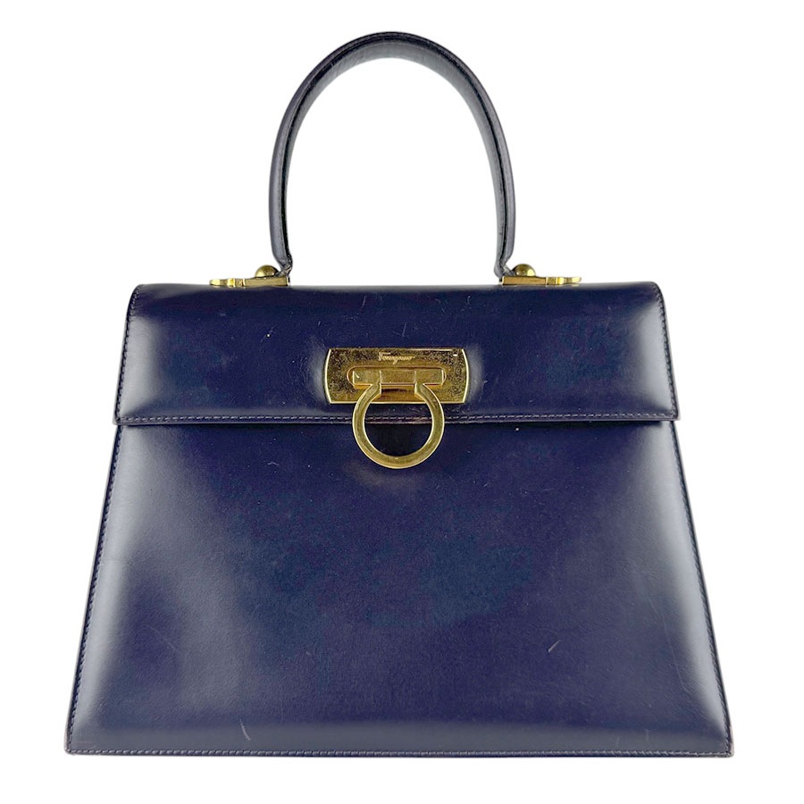 サルヴァトーレフェラガモ Salvatore Ferragamo ハンドバッグ ショルダーバッグ ガンチーニ レザー パープル ゴールド レディース z9539