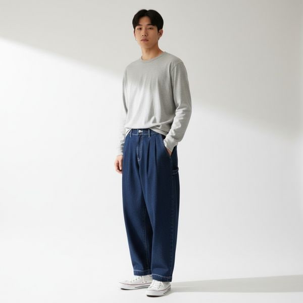 ユニワーク デニムパンツ インディゴダーク