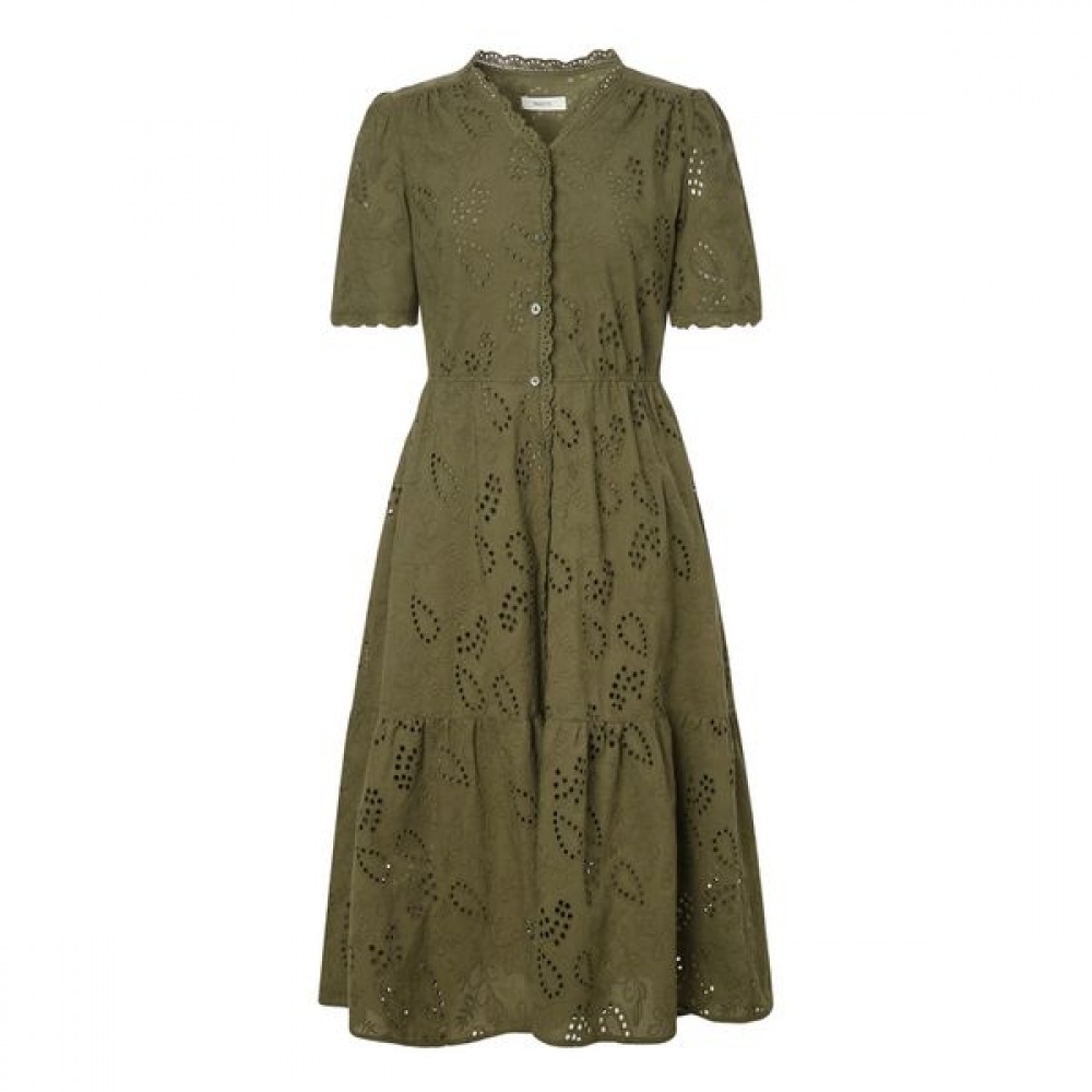 [ヘッジズレディース] 25SS カーキパンチングカラーコットンショートスリーブドレス HSDR5BS02K2 31,084円