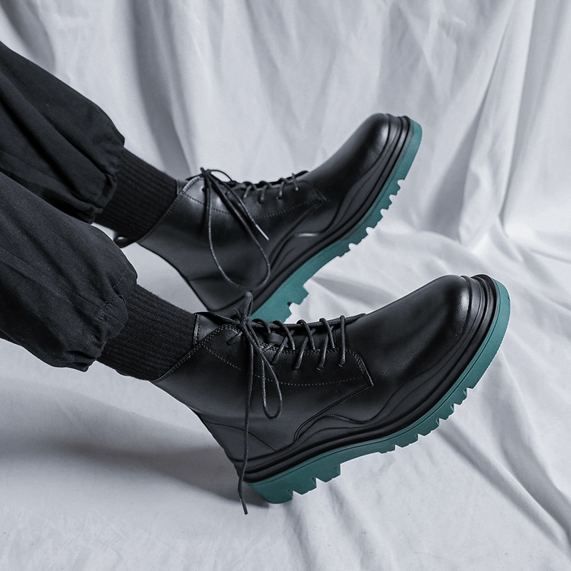 １点のみ！【40(25cm)】チェルシーショートブーツ マーティンブーツ 厚底ブーツ レザーブーツ. メンズブーツ. 秋冬 カジュアル ブーツ a3614