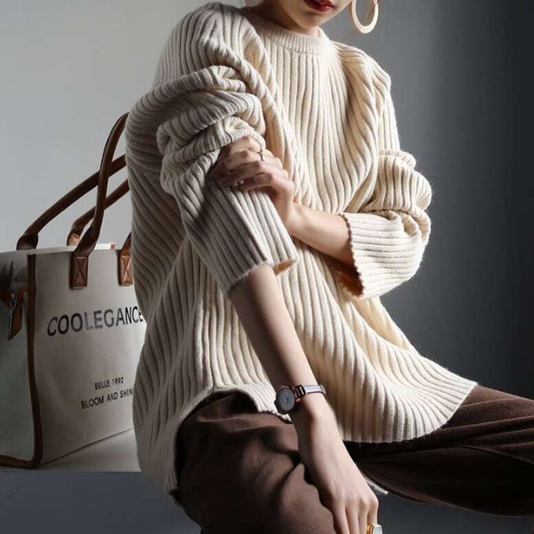 【送料無料】レディース プルオーバーリブニット ３色 ゆったりサイズ リラックススタイル 4,957円