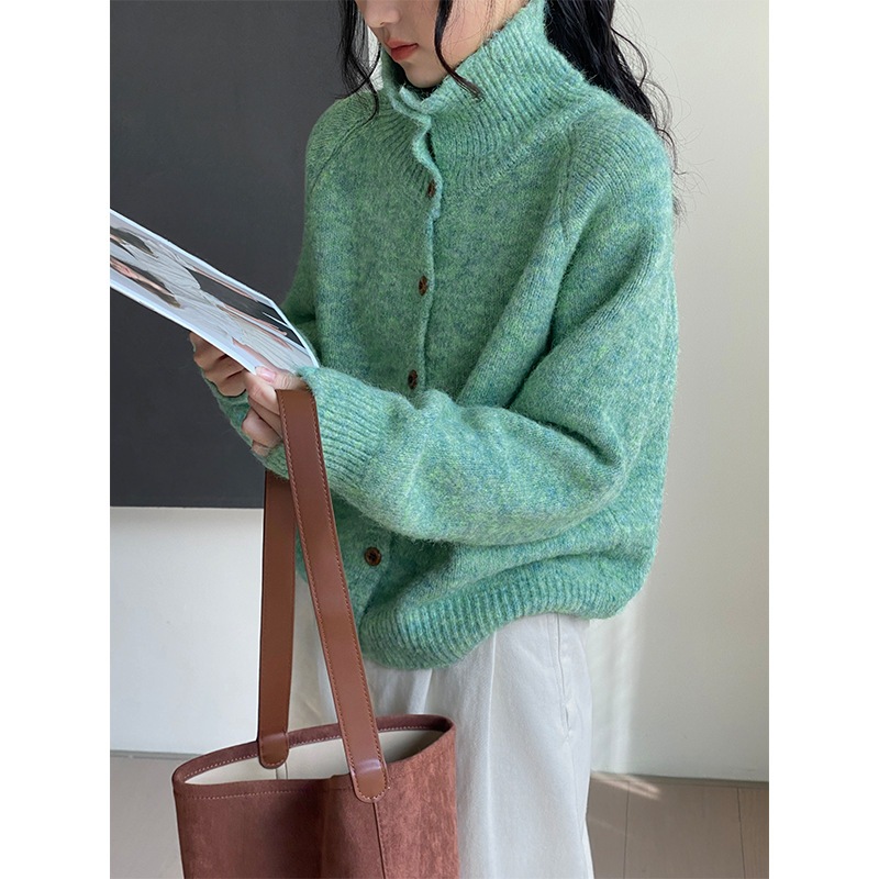 韓国風無地タートルネックセーター女性用ウールルーズスリミングセーター D1001