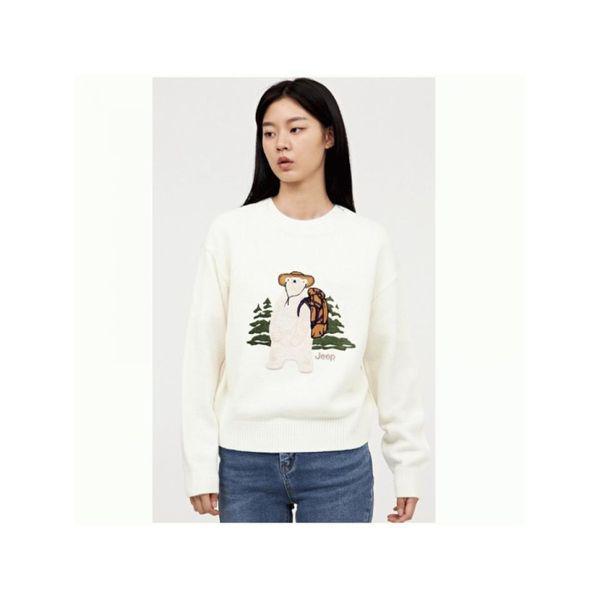 JEEP 男女兼用 クマ アップリケ ラウンド ニット ニット JO4KTU002_P412357997