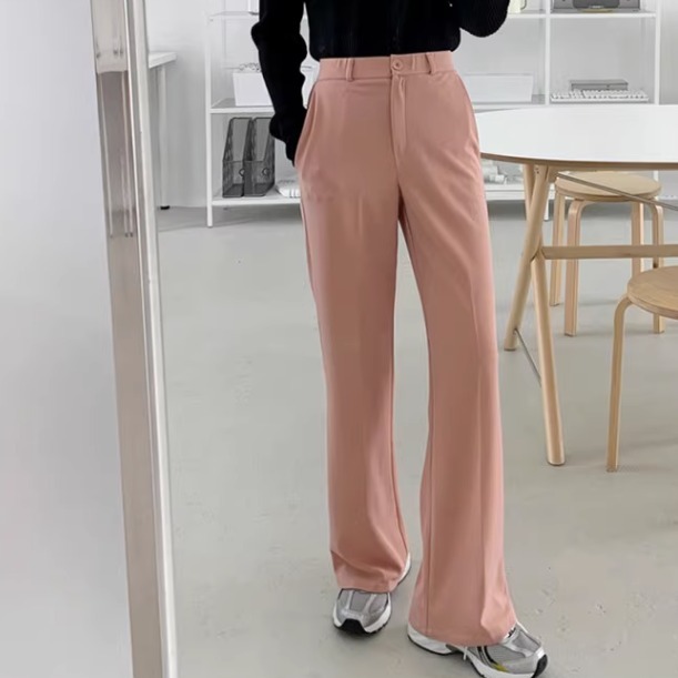 レディース パンツ ボトムス ストレートパンツ ロングパンツ ロング フルレングス ストレート オーバーサイズ ファスナー ポケット ハイウエスト 前開き コンサバ ストレッチ 伸縮性 ソフト