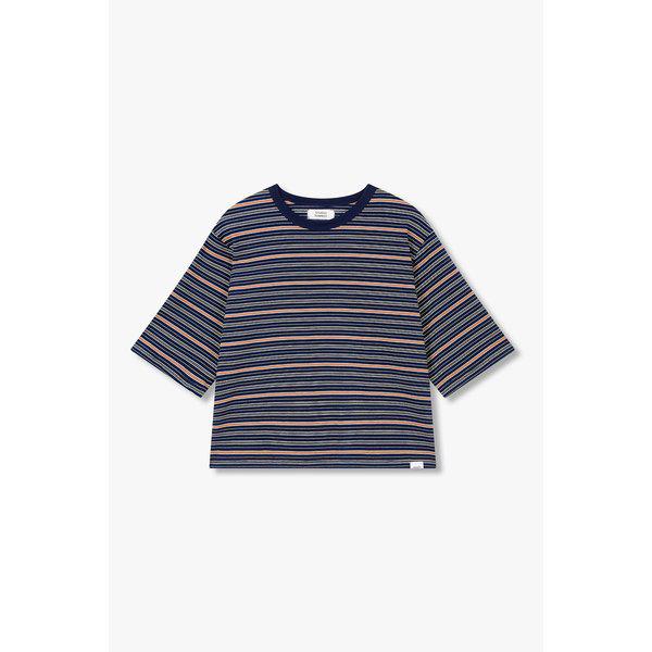 ラウンドネック マルチストライプ Tシャツ(9176222985)