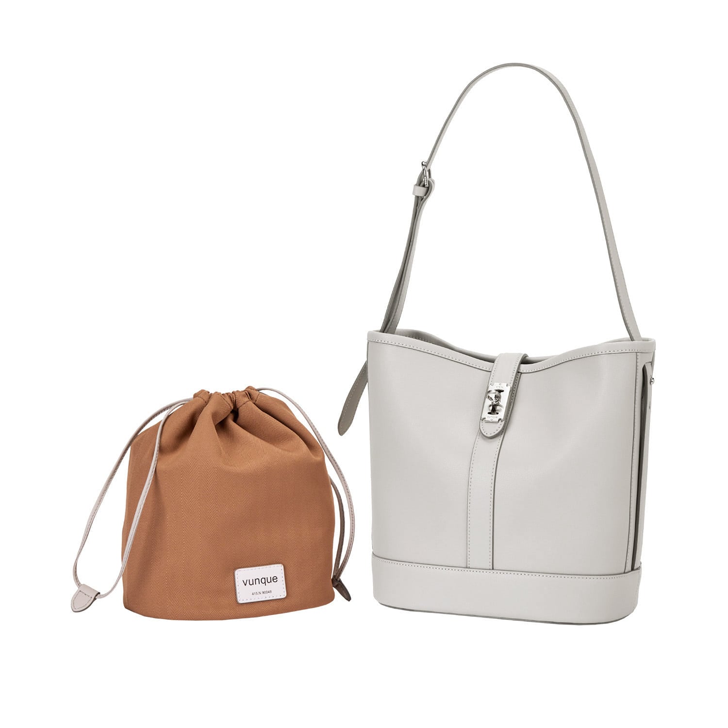 【VUNQUE】 FESTONE LEATHER BASKET M : LIGHT BEIGE