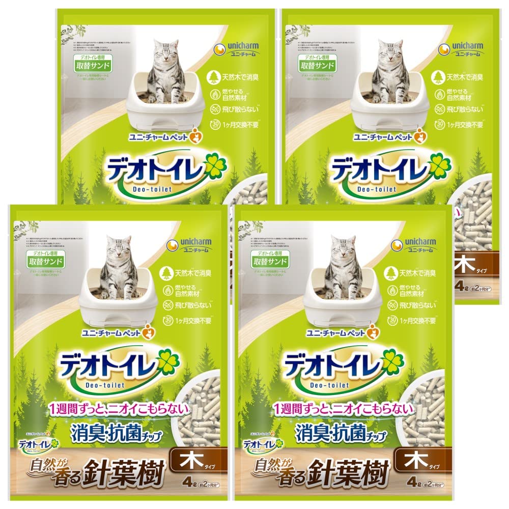 デオトイレ 針葉樹の消臭・抗菌チップ 16L(4L×4袋) 猫砂 システムトイレ 猫用 【まとめ買い】
