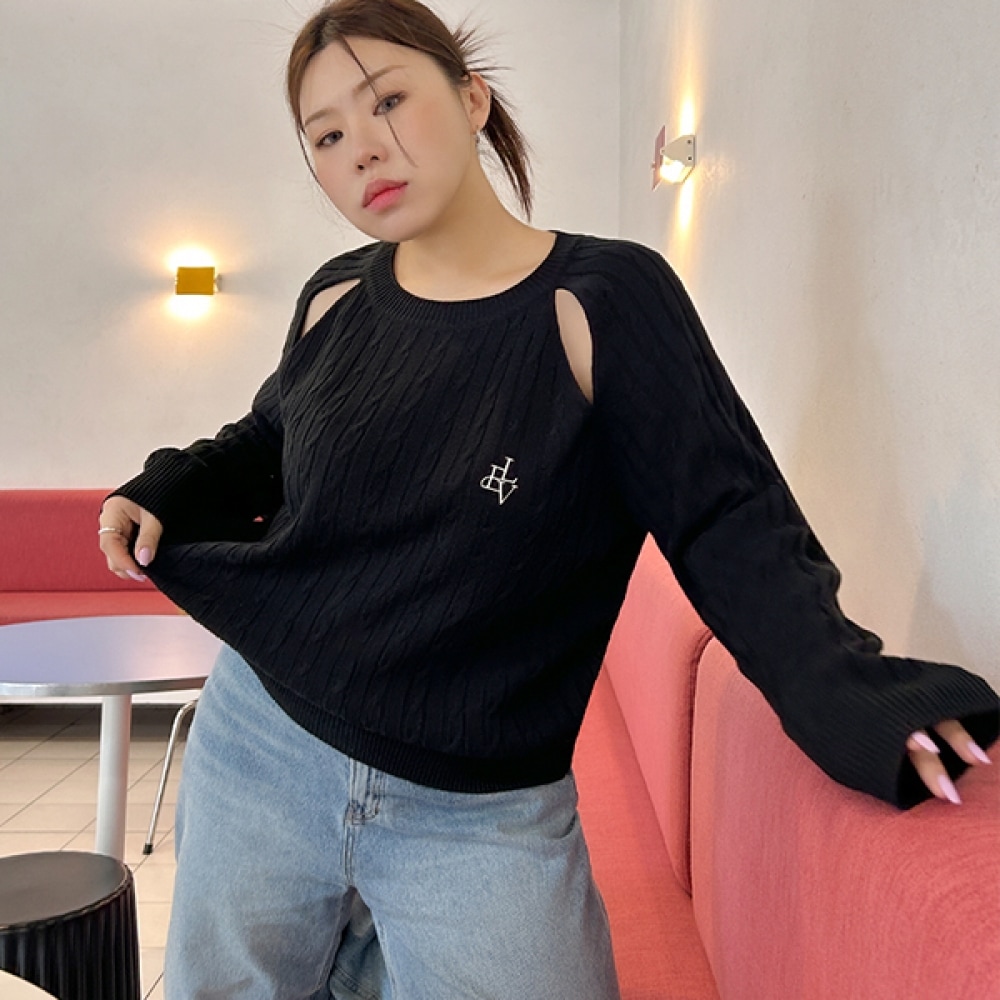 (JSTYLEのイーブレット) イーブレットデュセンディケーブルカットアウト刺繍ニット Jスタイル