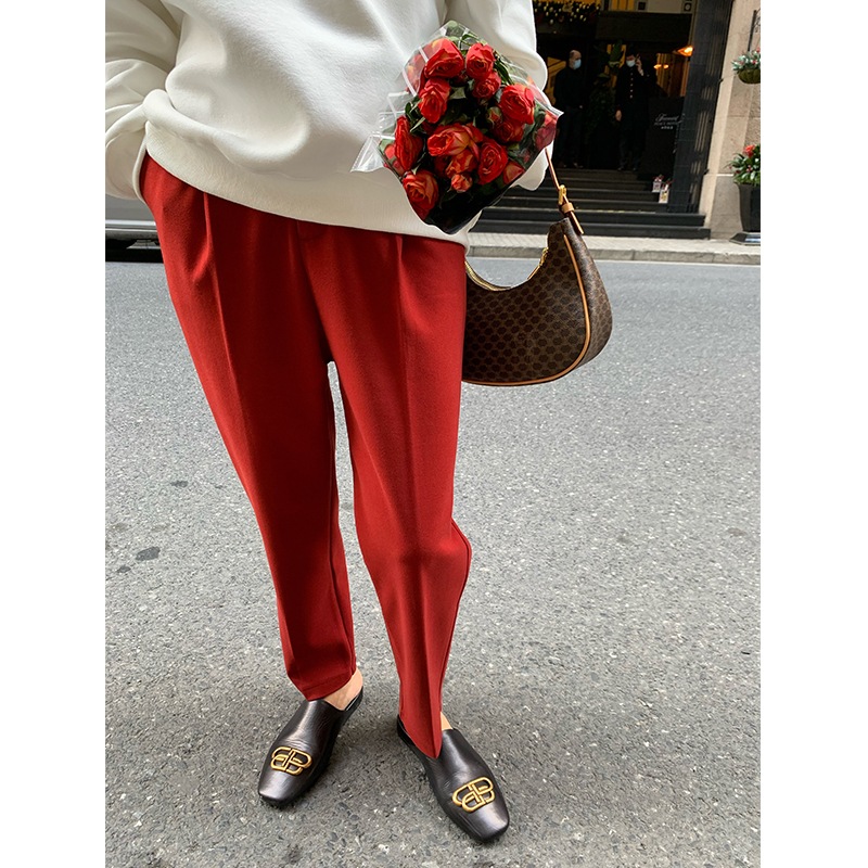 テーパード ウールライク ウエストタック ペンシルパンツ OHCA0099