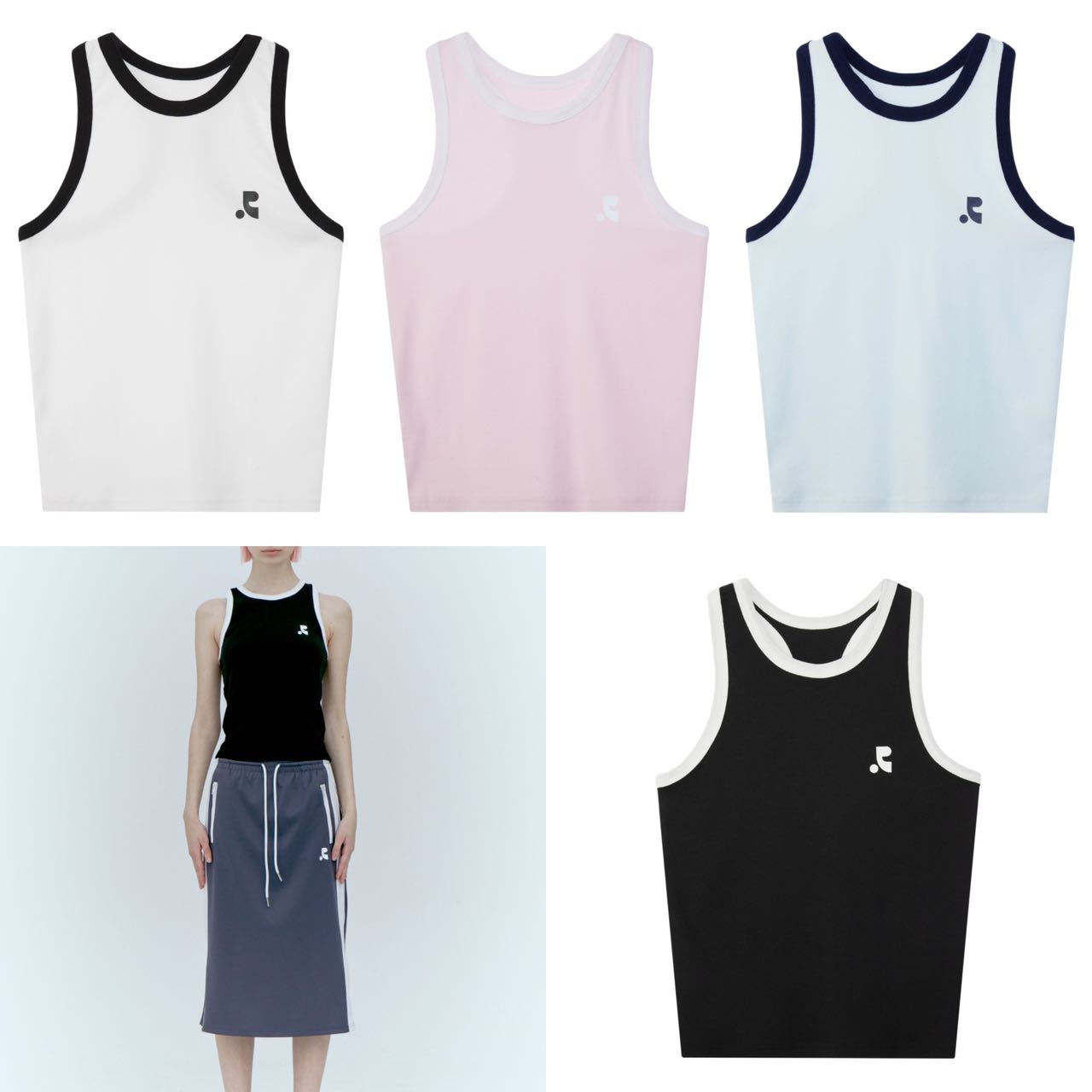 RACER TANK TOP -( WHITE/PINK/SKY BLUE/BLACK)