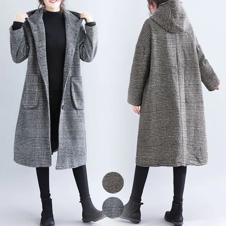 レディースコート フード コート レディース グレンチェック アウター ゆったりシルエット コート アウター チェック 格子 グレンチェック 羽織り 可愛い 秋冬 防寒 あったか