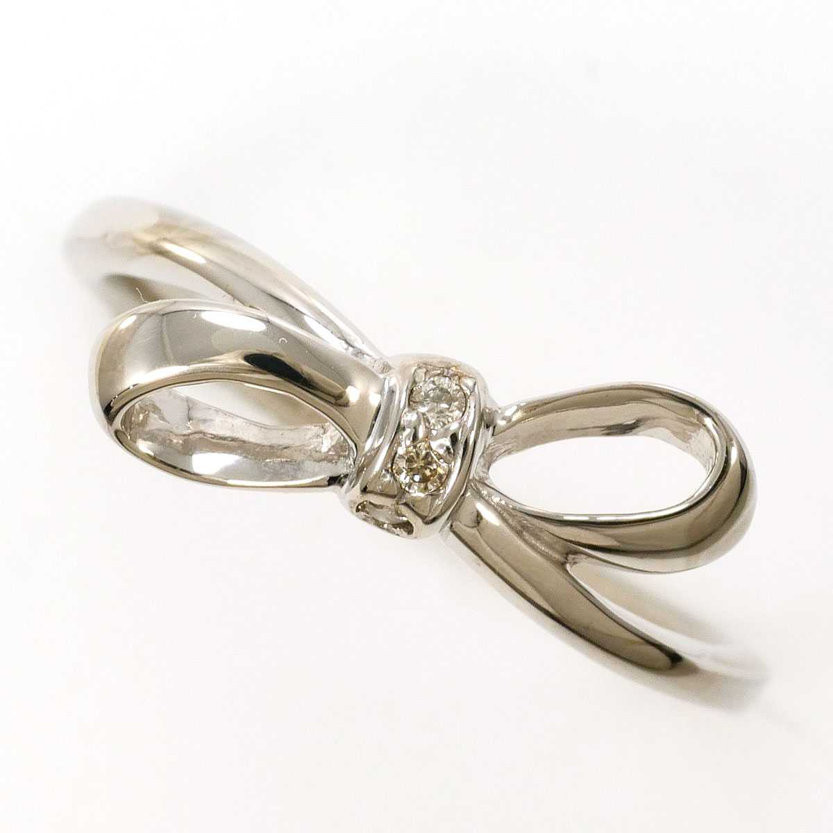 K10 10金 WG ホワイトゴールド リング・指輪 8号 ダイヤモンド 0.01ct 総重量約1.3g 中古