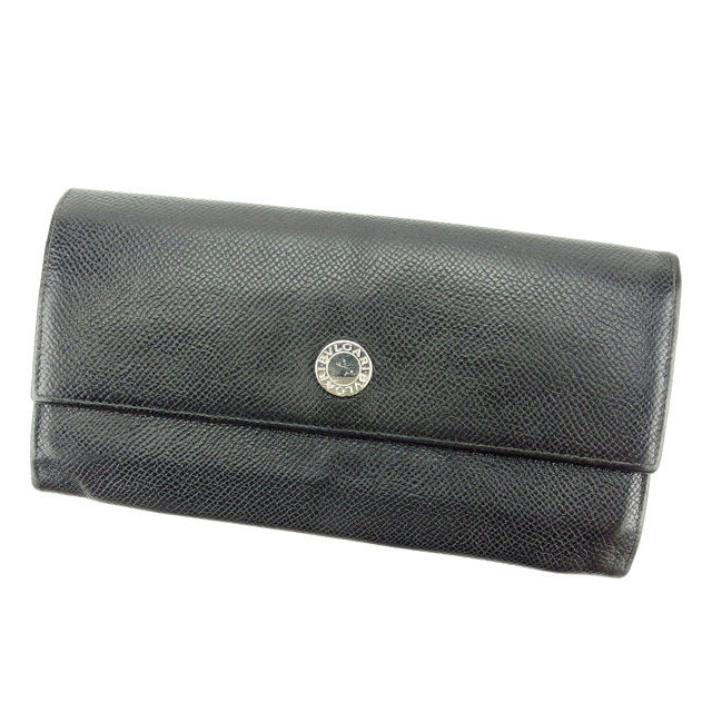 長財布 ZIP長財布 ブルガリブルガリ ブラック シルバー 中古