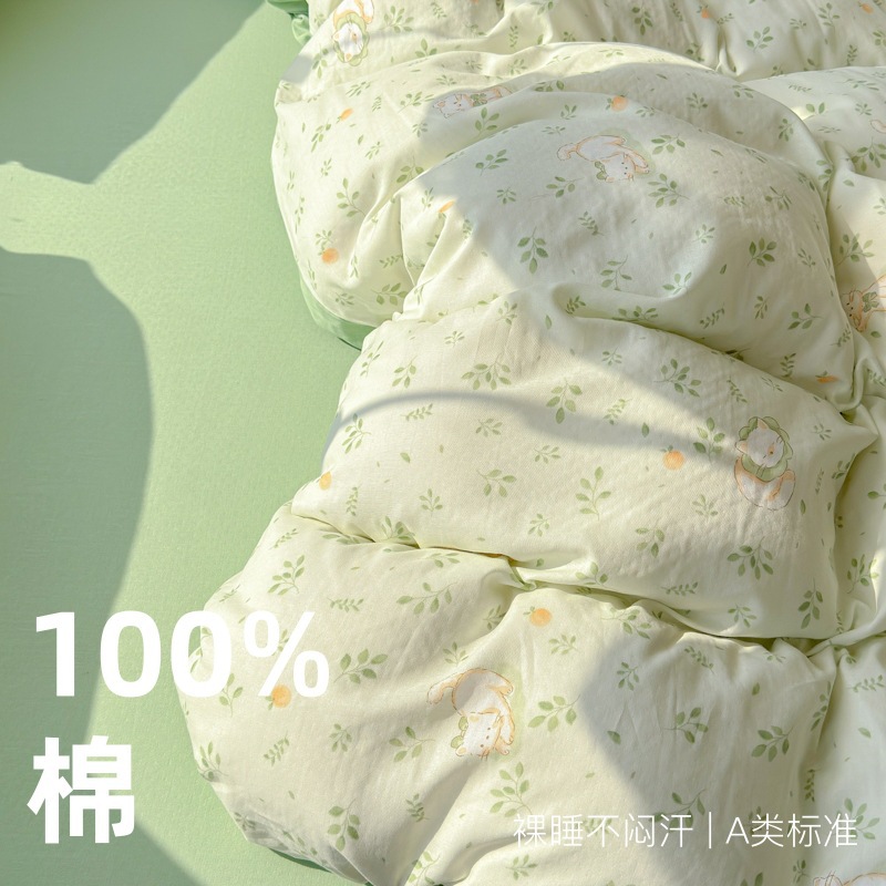 クラスa母親と赤ちゃんピュアコットンダブルレイヤー糸印刷4ピースセットスモールフレッシュインスタイル寮の学生ベッドシートとフィッティングスタイル 2222222
