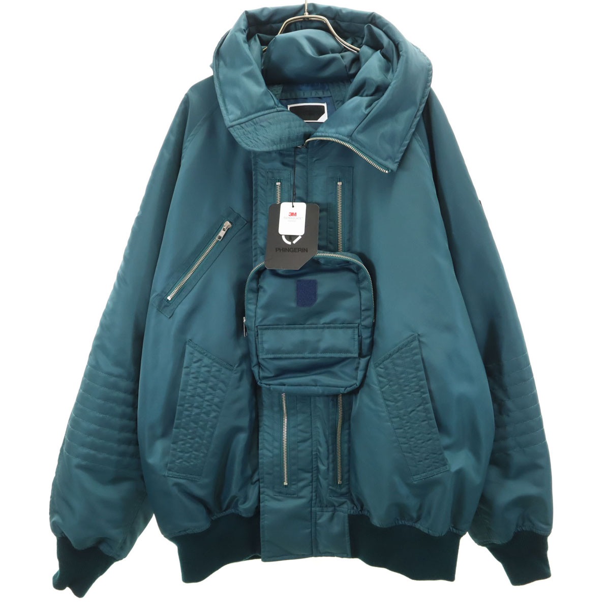 未使用 24AW エレベーションシリーズ フーデッド ボンバー ジャケット XL 青緑系 中綿 メンズ 古着