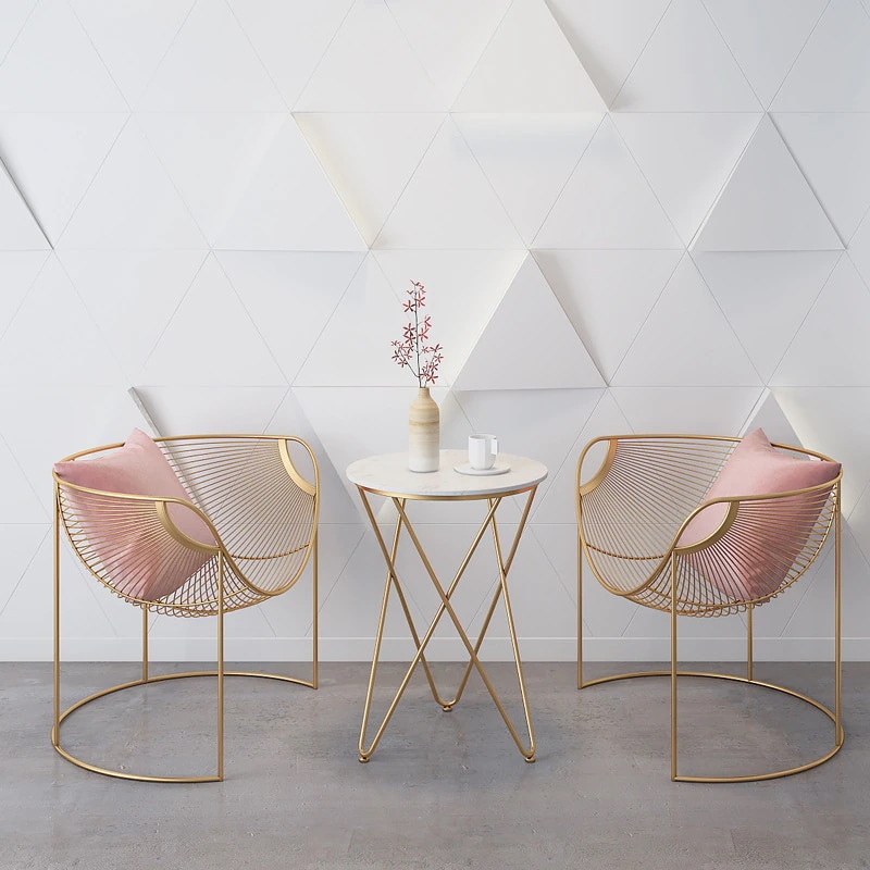 クッション付きゴールドメッシュの多目的チェア 椅子 リビングルーム おしゃれ かわいい レジャー リラックス バルコニー ビジネス用