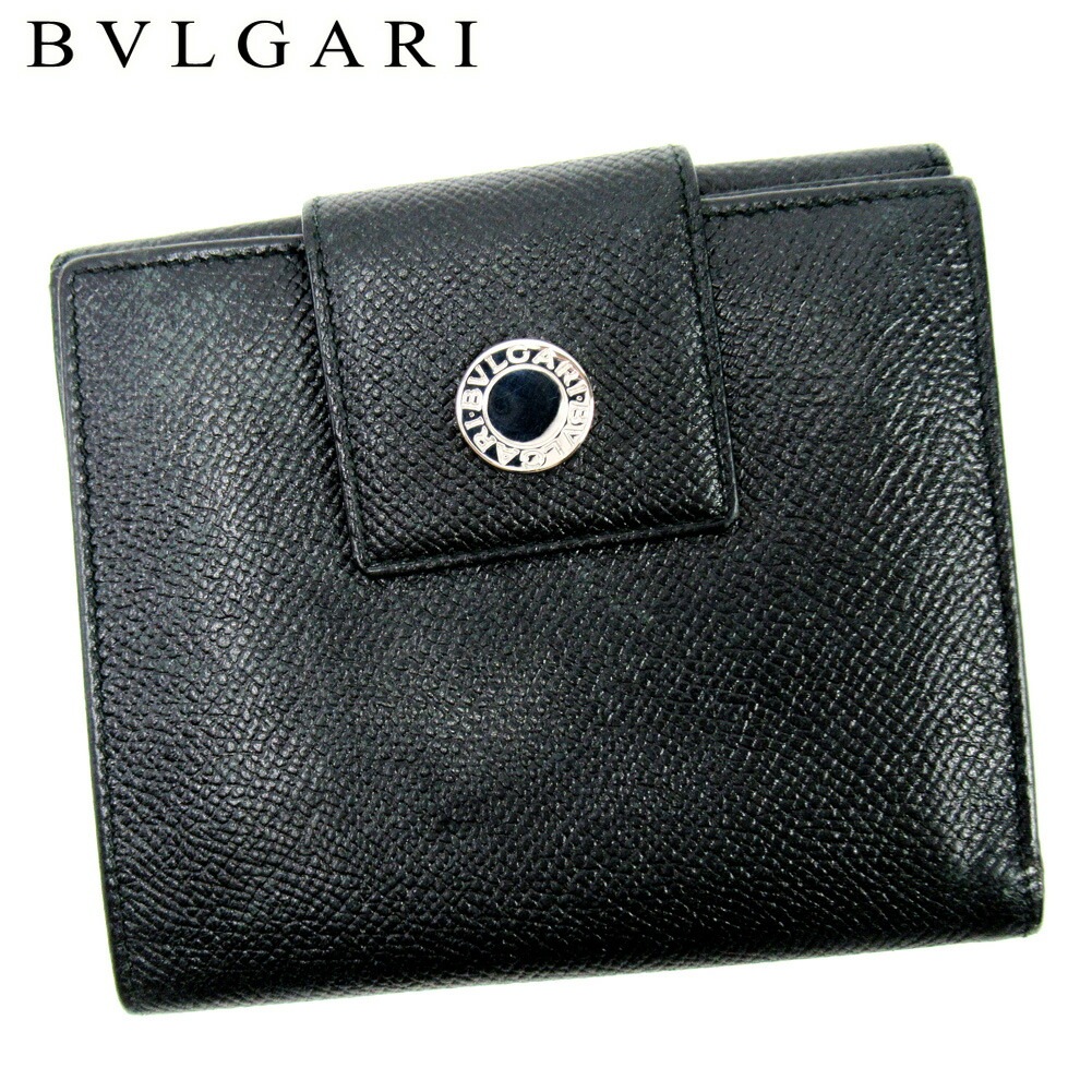 Wホック 財布 二つ折り 財布 ブルガリブルガリ ブラック 中古