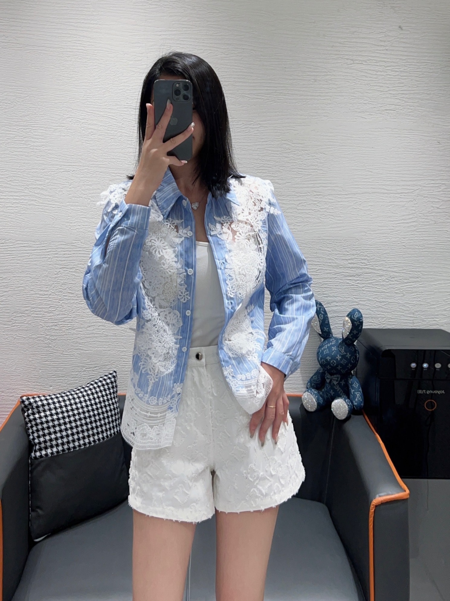 (2color) ESプル刺繍コットンシャツ