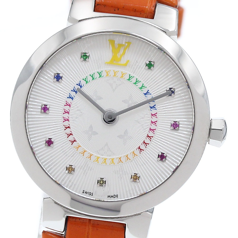 ルイ・ヴィトン LOUIS VUITTON QA158 タンブール スリム PM 11Pマルチストーン クォーツ レディース 良品 _935321【中古】
