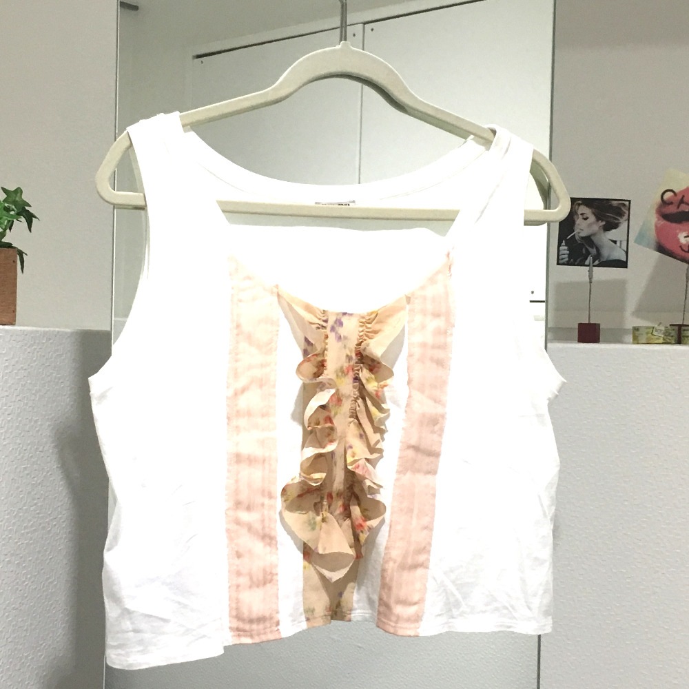 タンクトップ トップス ノースリーブ コットン ホワイト系