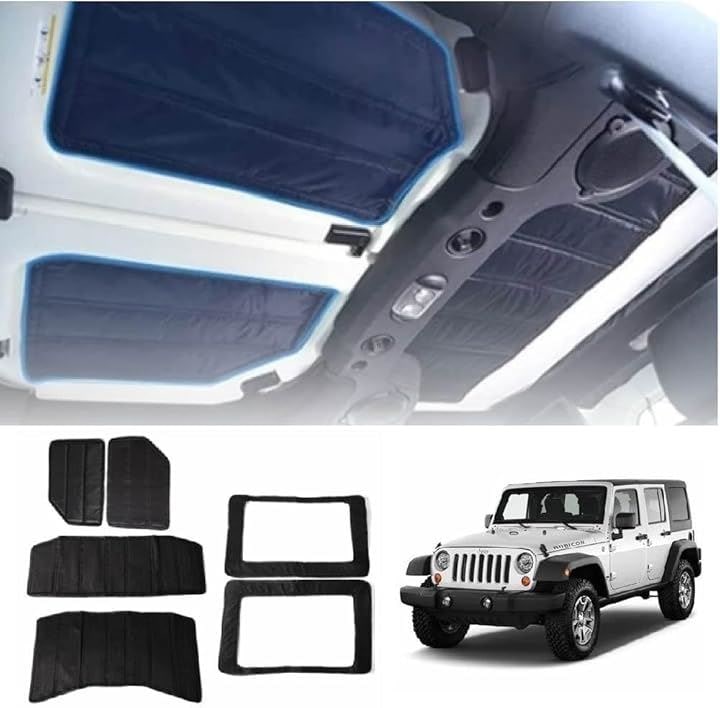 ジープ ラングラー/Wrangler JK/JL 選択可 断熱材 防音 消音 屋根 窓 ドア 専用設計 簡単取り付け シート 日よけ ヘッドライナー ハードトップ サハラ (JK用)