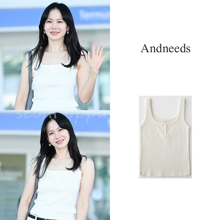 [ ANDNEEDS ] Eyelet button sleeveless