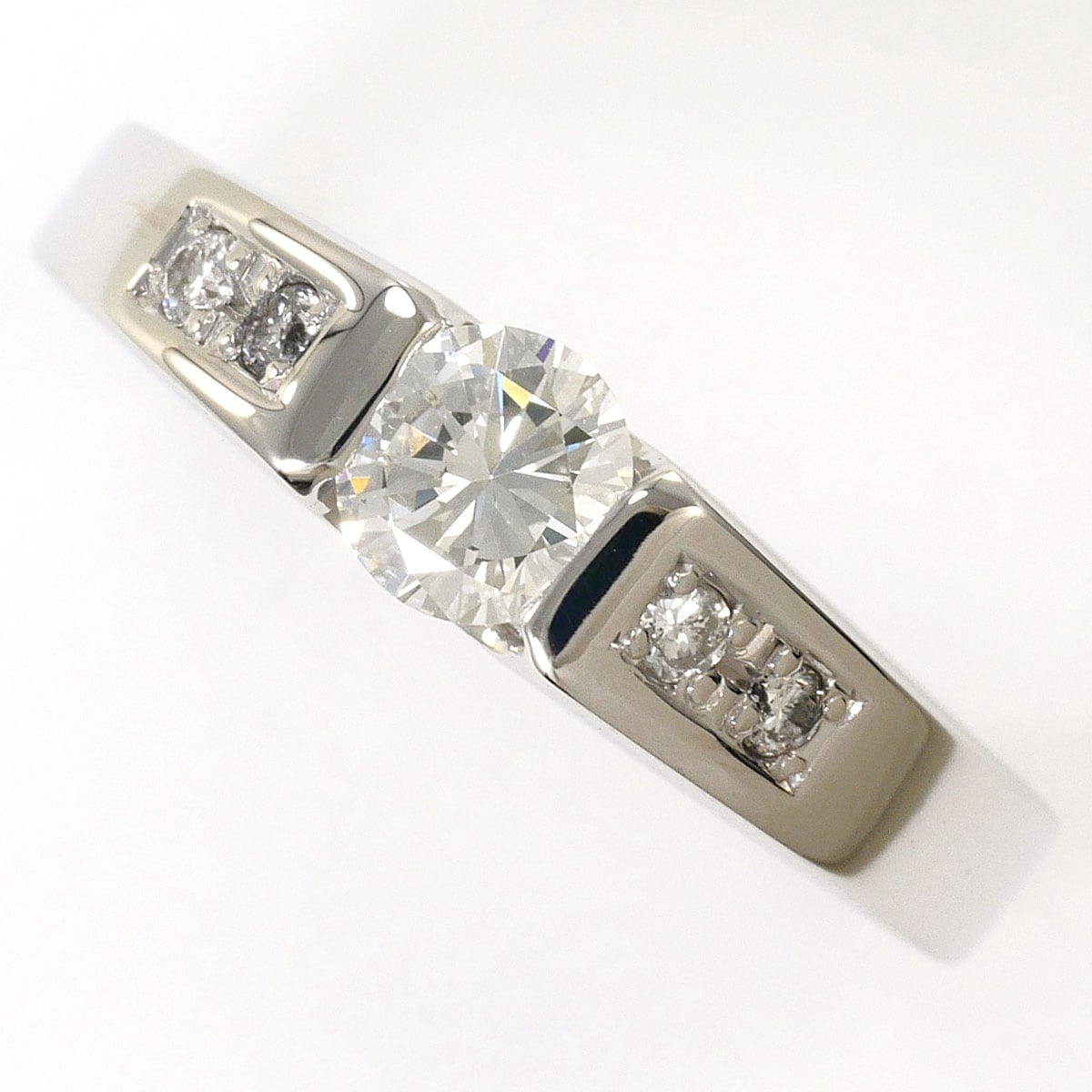 K10 10金 WG ホワイトゴールド リング・指輪 11号 ダイヤモンド 0.335 ct ダイヤモンド 0.07ct VVS2 鑑定書 総重量約2.8g ジュエリー 中古