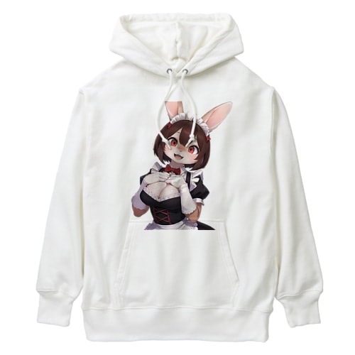【文字入れ可能受注生産】ウサギの女の子　メイド　ケモナー　ネザーランドドワーフ ヘビーウェイトパーカー