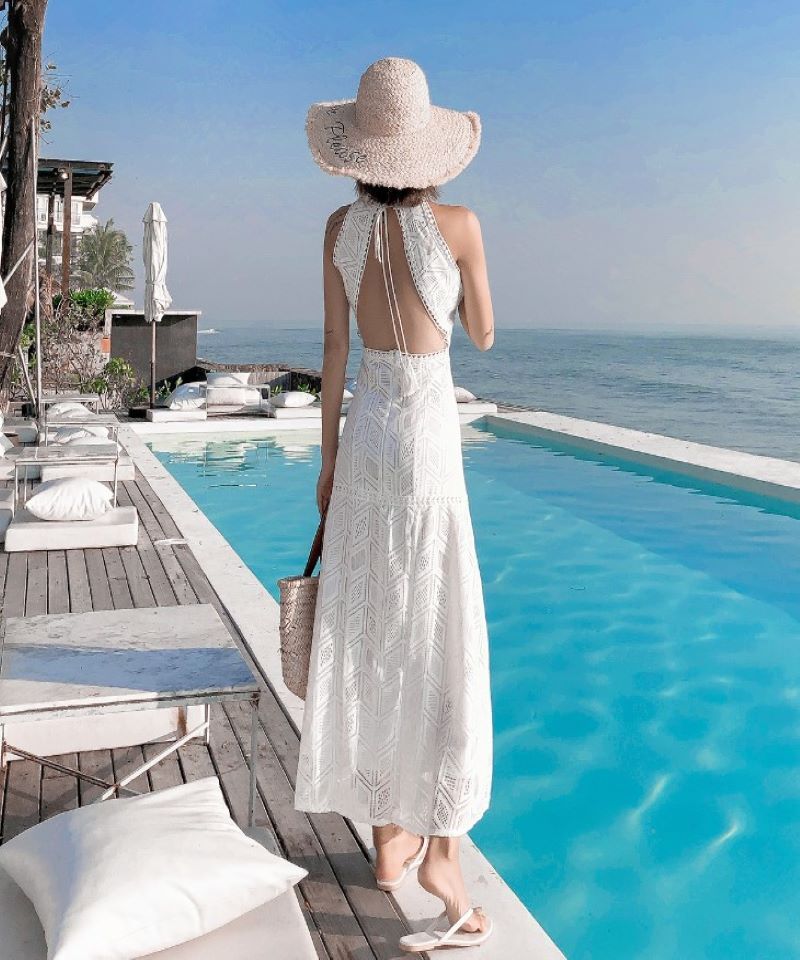 キャミワンピース 総レースワンピース ホルターネック ワンピース ワンピドレス ロング マキシ丈 ノースリーブ スリット サイドスリット 大人 上品 おしゃれ お洒落 エキゾチック 春 夏 レディース