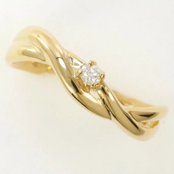 エル K18YG リング 指輪 14号 ダイヤ 0.09 総重量約2.3g ジュエリー 中古