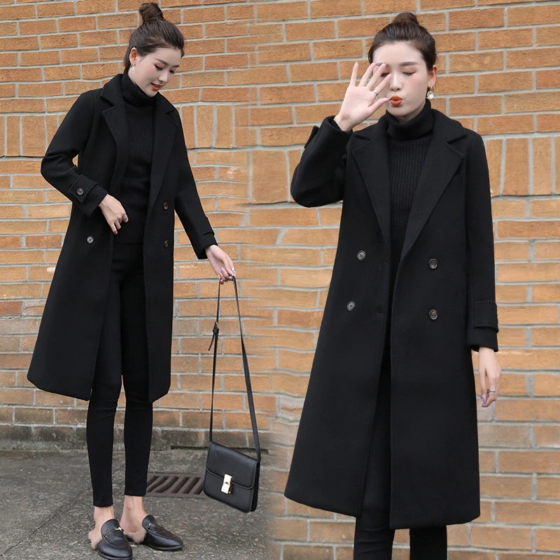 超目玉新品 チェスターコート レディース 秋冬 チェスターコート ロング丈 黒 ラシャコート ひざ下 厚手 オーバー 韓国風 アウター 通勤 着痩せ オシャレ ゆったり