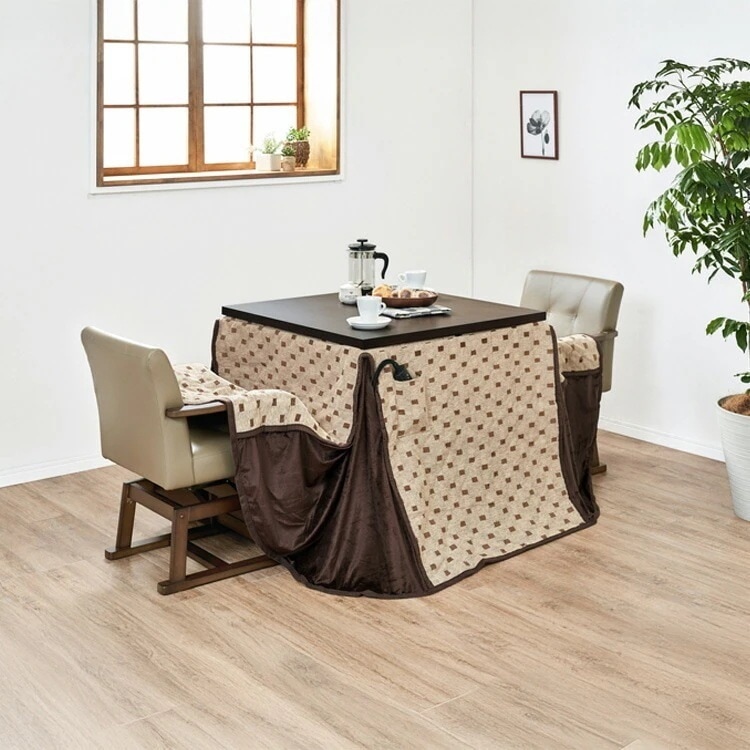 【目玉商品】ダイニングコタツ・ふとん・チェア４点セット KOT-7311DBR-80+ﾄﾙﾀ+KC-7589DBR (代引不可)(TD)