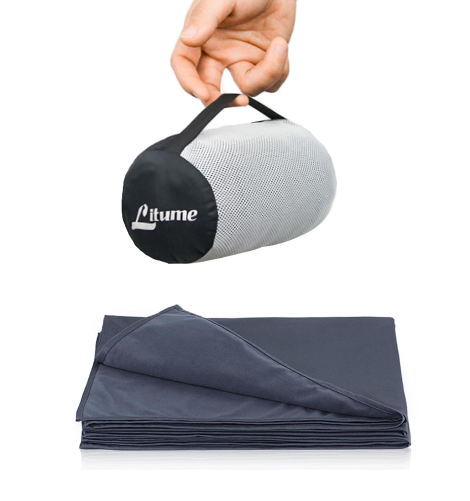 Litume 170 x 122 cm 柔らかい 防災 飛行機 旅行用ブランケット ブランケット 折り畳みデザインと専用収納ポーチ付き 電車キャンプバックパッキングと旅行に最適 台湾製