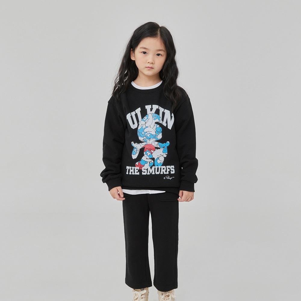 Crowded SMURFS Print Kids Sweatshirts_Black