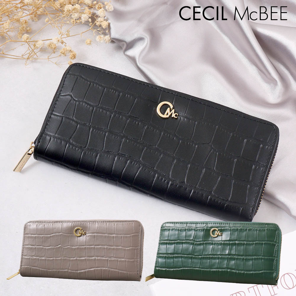 セシルマクビー CECIL McBEE 財布 長財布 レディース ラウンドウォレット 牛革 レザー クロコ型押し クロコ CM122090