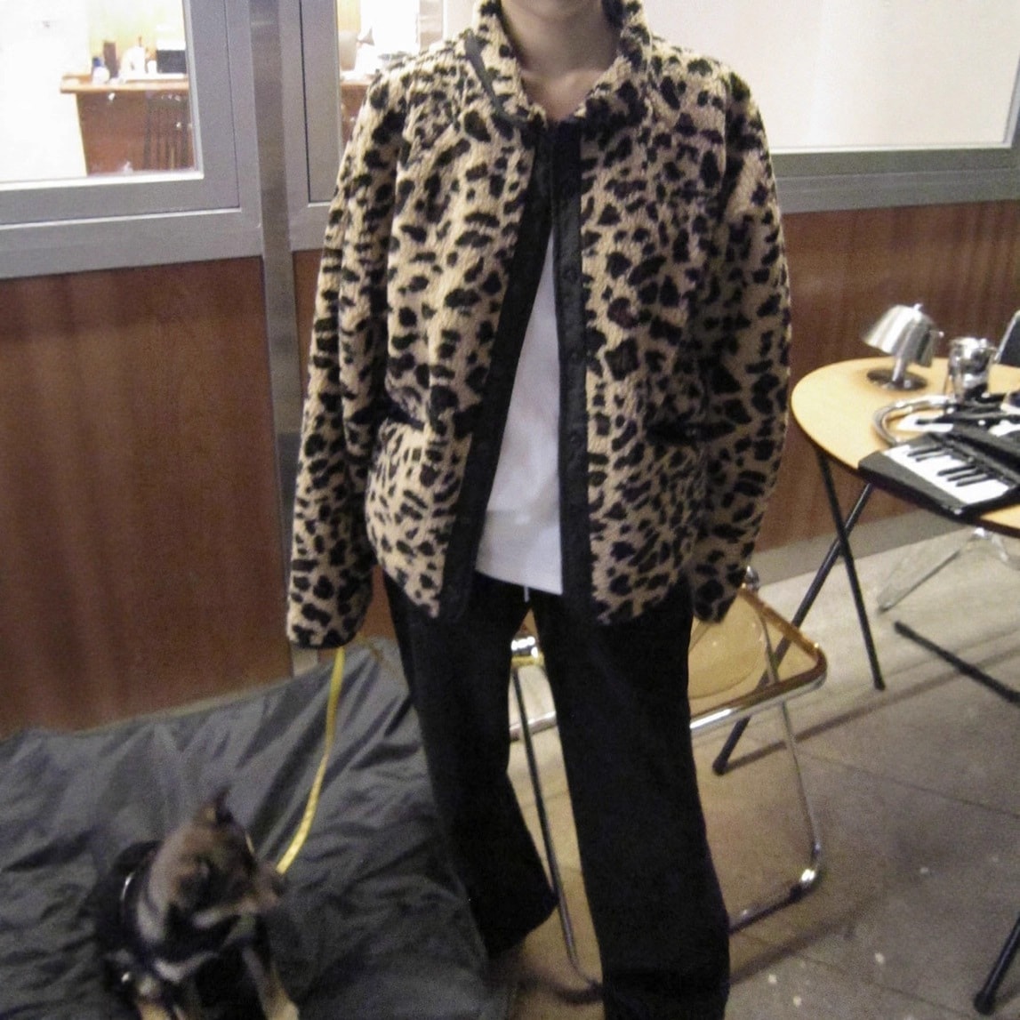 冬 両面着用レオパード柄 保温ロングスリーブアウター レディース フェイクファー