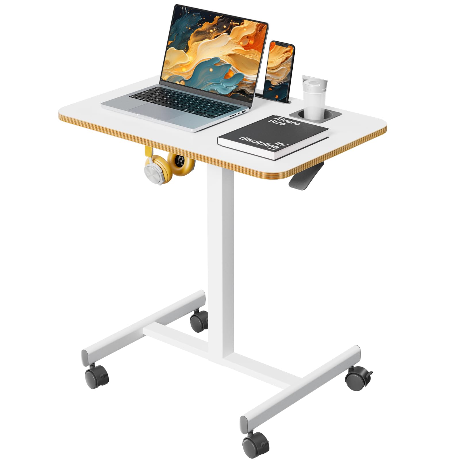 GIBBON MOUNTS スタンディングデスク 昇降デスク 幅72cm×奥行き48cm 昇降式 テーブル 小さめ キャスター付き 移動式 テレワーク オフィスデスク 在宅ワーク パソコンデスク 高さ