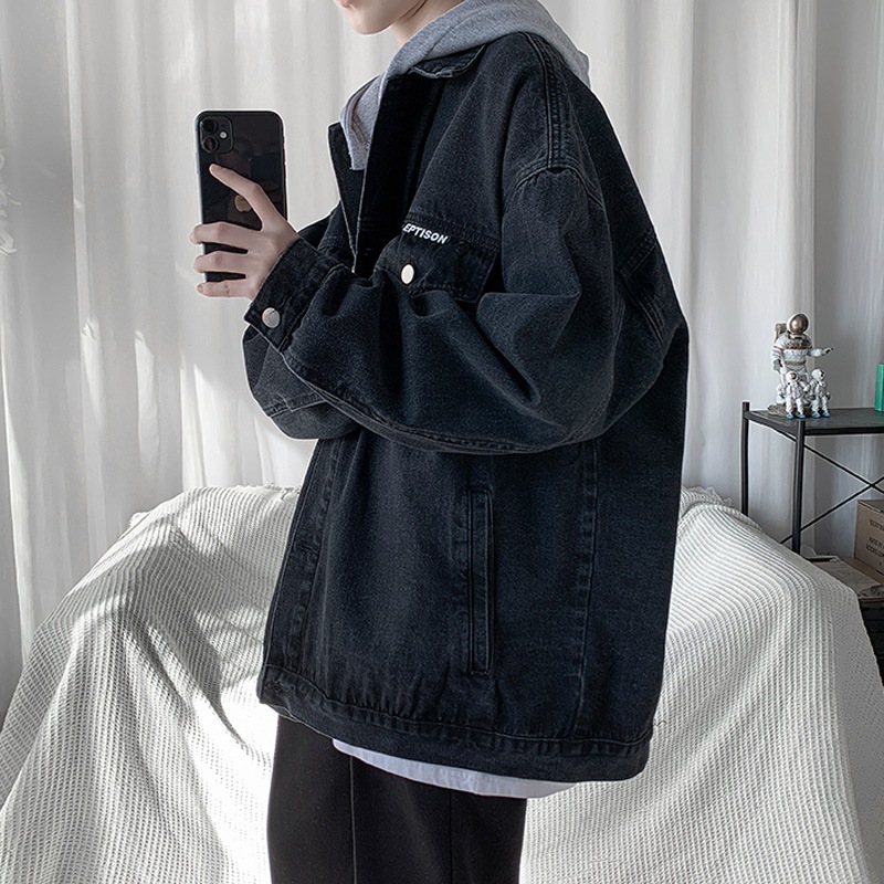 ハンサムなルーズジャケットのトレンドのフード付きジャケットメンズ韓国版2023新しい秋のファッション潮デニム服