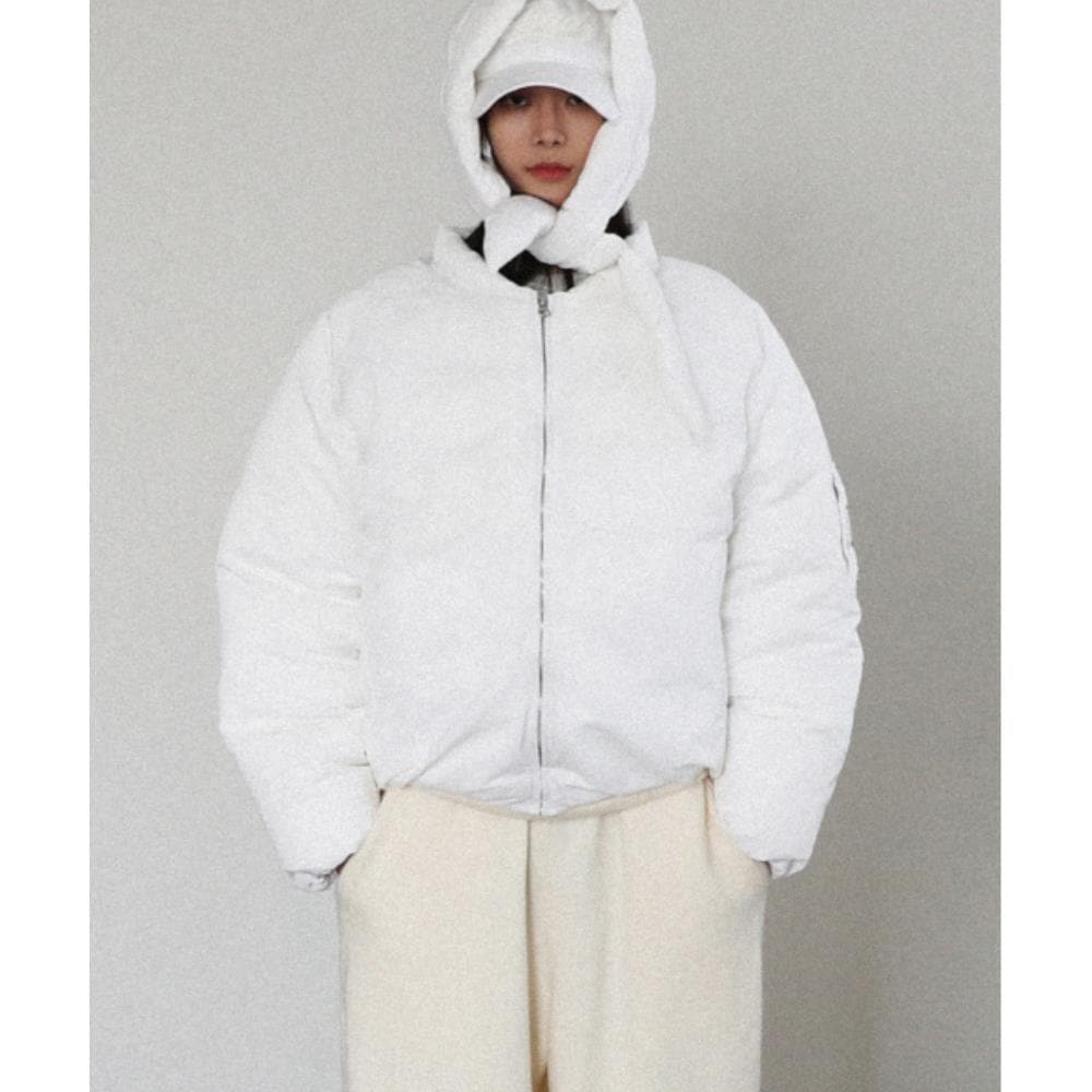 BADBLOOD BS Nylon Puffer MA1 Jacket Cream w-jkt24-043