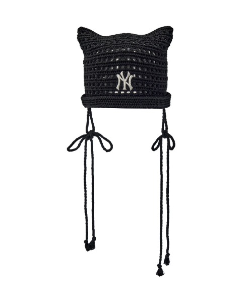 【MLB】 SUMMER RIBBON MEOW BEANIE NY BLACK キャップ 正規品