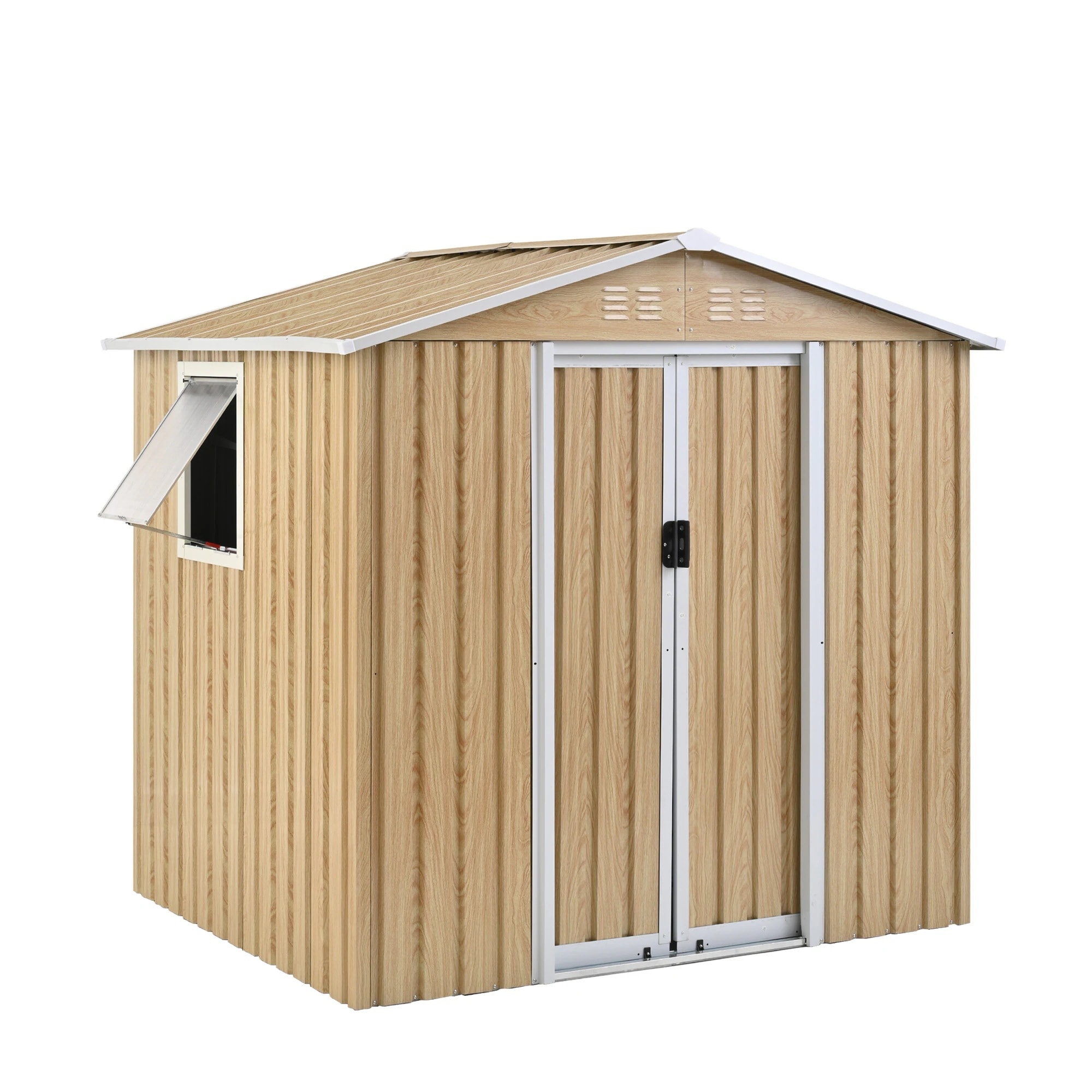 1680【可動棚&すべり出し窓付き】物置 屋外 スチール 倉庫 床材補強フレーム付き 戸外収納庫 W194cm*D162cm*H184cm 物置き おしゃれ 大型 収納庫 屋外物置 防さび ベランダ