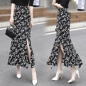 【超お得1つ買うと10個もらえる】急速出荷スカート ボトムス レディース きれいめ 春夏 花柄 マーメイドスカート レション