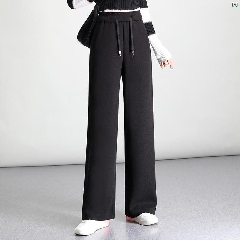 レディース ハイウエスト ワイド レッグ パンツ 202 秋冬 スポーツ ファッション カジュアル ストレート